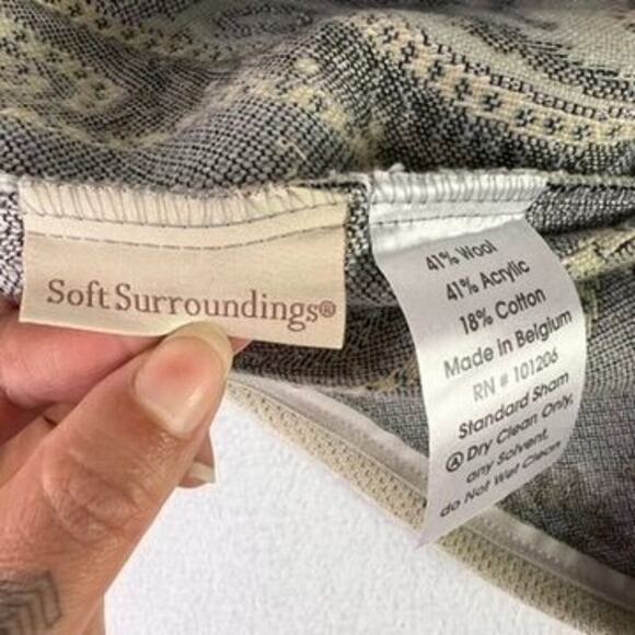 Soft Surrounding Pillow Shams Standard Green Wool Blend Set of 2 - Picture 8 of 13